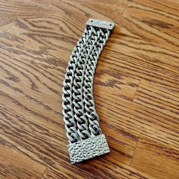 CHUNKY Silver Triple Strand Bracelet - Picture 3 of 6